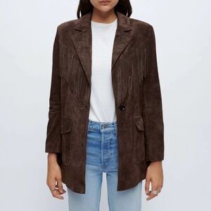 Re/Done suede fringe blazer